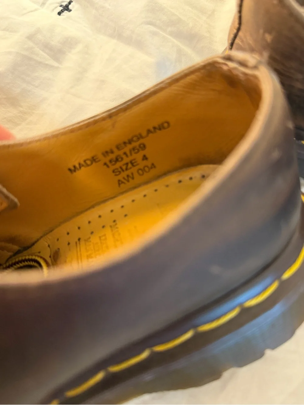 Dr. Martens Brown Leather Kids' Lace-Up Boots with Yellow Stitching 4